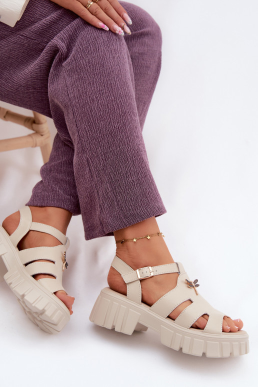 Sandales à plateforme pour femmes avec boucle Vinceza 79627, couleur sable