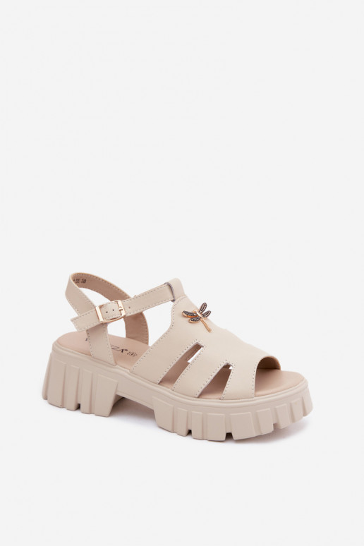 Sandales à plateforme pour femmes avec boucle Vinceza 79627, couleur sable