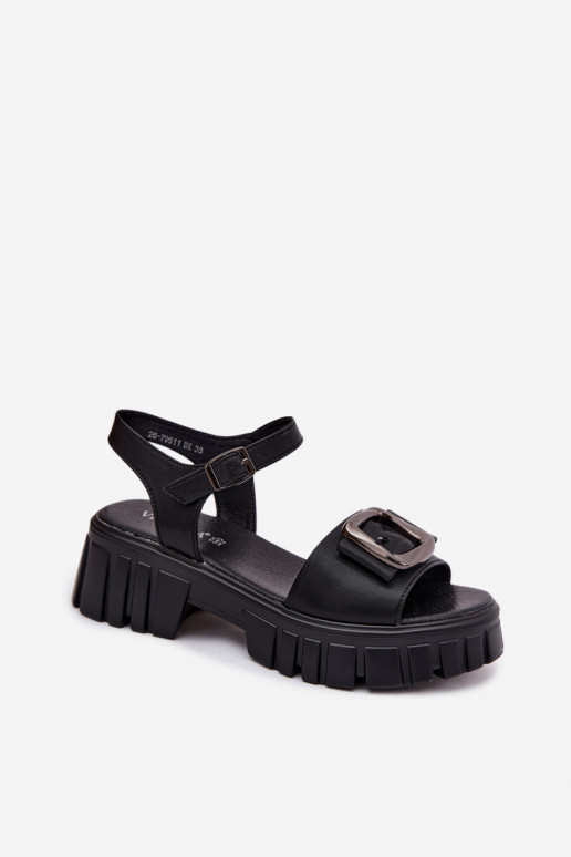 Sandales à plateforme pour femmes avec boucles Vinceza 79611, couleur noire
