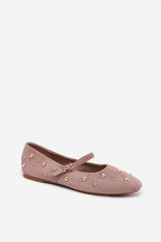 Ballerines avec décoration et rubans couleur sable Cuddly