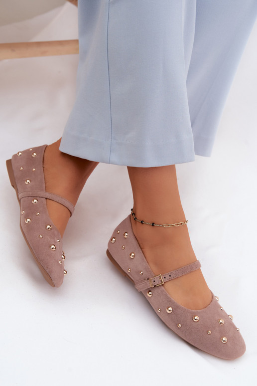Ballerines avec décoration et rubans couleur sable Cuddly