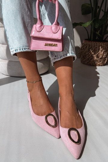 Sandales pour femmes avec un talon large et des ornements de couleur rose par Sparkle