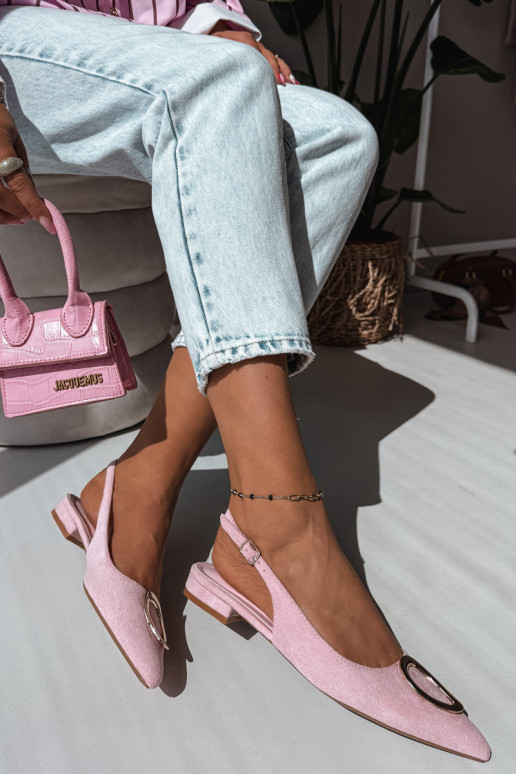Sandales pour femmes avec un talon large et des ornements de couleur rose par Sparkle