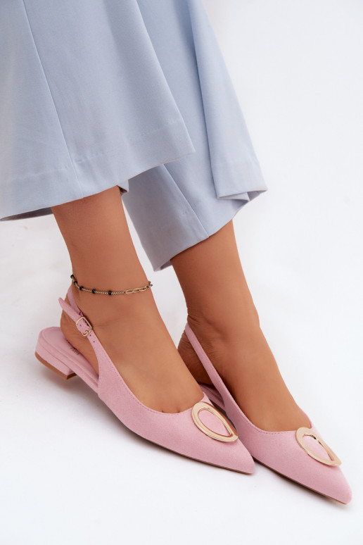 Sandales pour femmes avec un talon large et des ornements de couleur rose par Sparkle