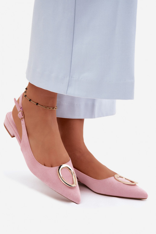 Sandales pour femmes avec un talon large et des ornements de couleur rose par Sparkle