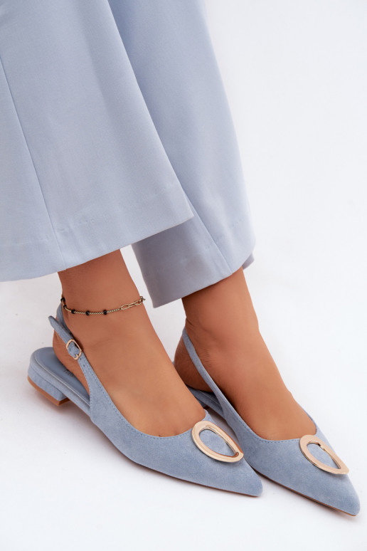 Sandales pour femmes avec un talon large et des ornements de couleur bleue par Sparkle