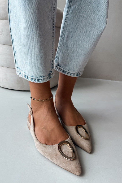 Sandales pour femmes avec un talon large et des ornements couleur sable par Sparkle