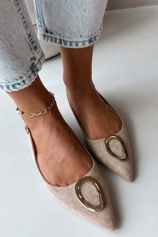 Sandales pour femmes avec un talon large et des ornements couleur sable par Sparkle