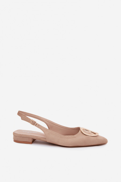 Sandales pour femmes avec un talon large et des ornements couleur sable par Sparkle