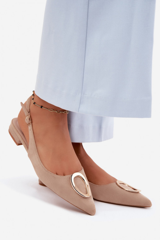 Sandales pour femmes avec un talon large et des ornements couleur sable par Sparkle