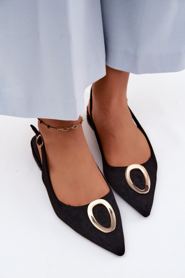 Sandales pour femmes avec un talon large et des ornements de couleur noire par Sparkle 2