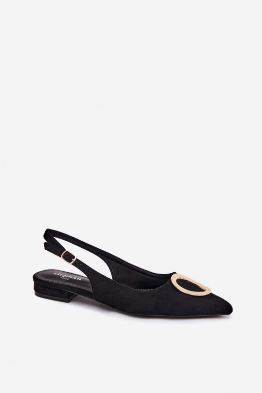 Sandales pour femmes avec un talon large et des ornements de couleur noire par Sparkle