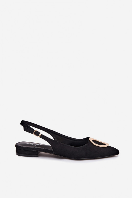 Sandales pour femmes avec un talon large et des ornements de couleur noire par Sparkle