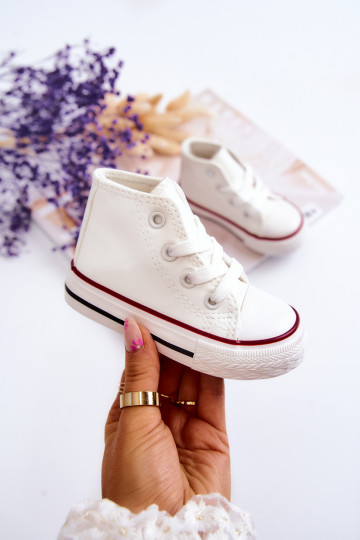 Baskets montantes blanches en cuir pour enfants Tai turirney