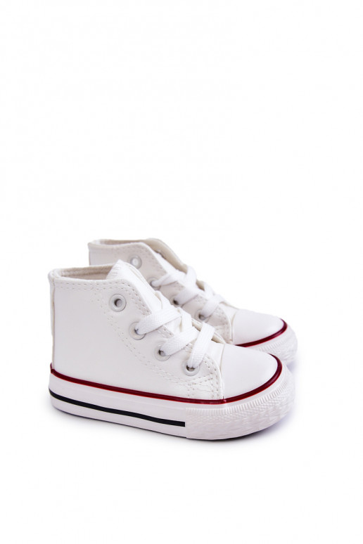 Baskets montantes blanches en cuir pour enfants Tai turirney