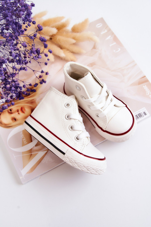 Baskets montantes blanches en cuir pour enfants Tai turirney