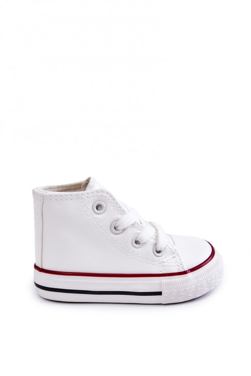 Baskets montantes blanches en cuir pour enfants Tai turirney
