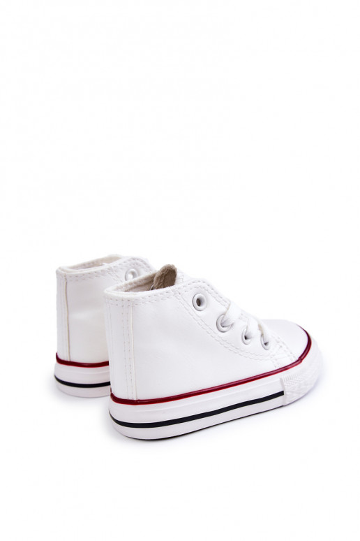 Baskets montantes blanches en cuir pour enfants Tai turirney