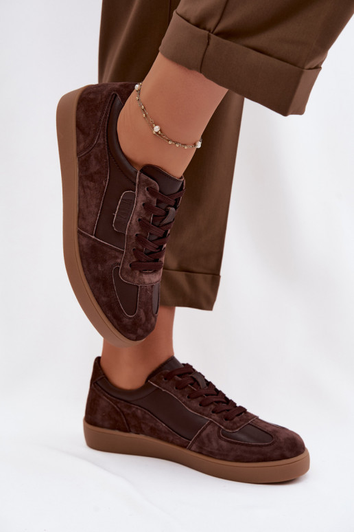 Baskets en daim pour femmes Vinceza 7933 couleur chocolat