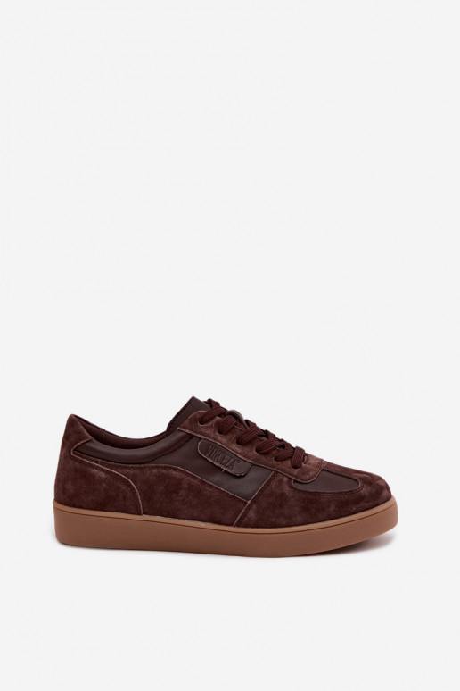 Baskets en daim pour femmes Vinceza 7933 couleur chocolat