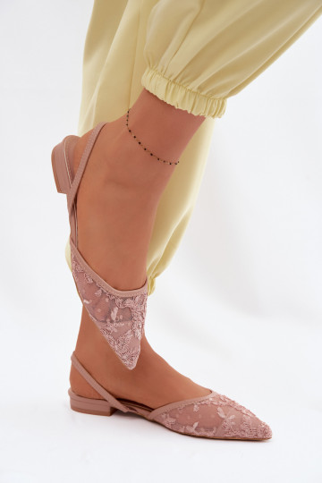 Sandales en mesh roses avec lacets et talon large Selissey