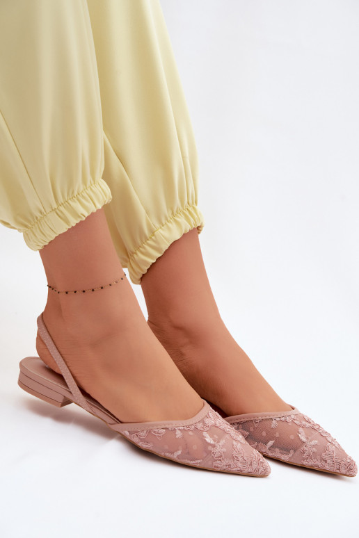 Sandales en mesh roses avec lacets et talon large Selissey