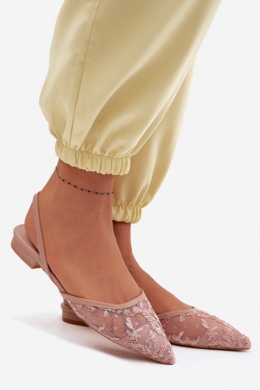 Sandales en mesh roses avec lacets et talon large Selissey