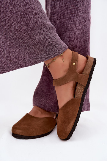 Sandales en cuir suédé avec orteils fermés Tai turiciejka H7365-02 marron