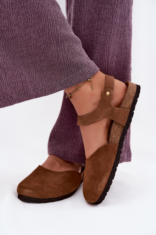 Sandales en cuir suédé avec orteils fermés Tai turiciejka H7365-02 marron