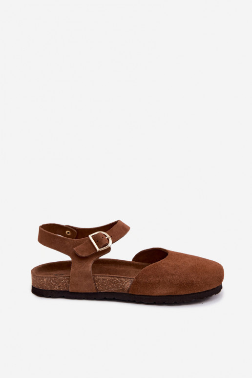 Sandales en cuir suédé avec orteils fermés Tai turiciejka H7365-02 marron