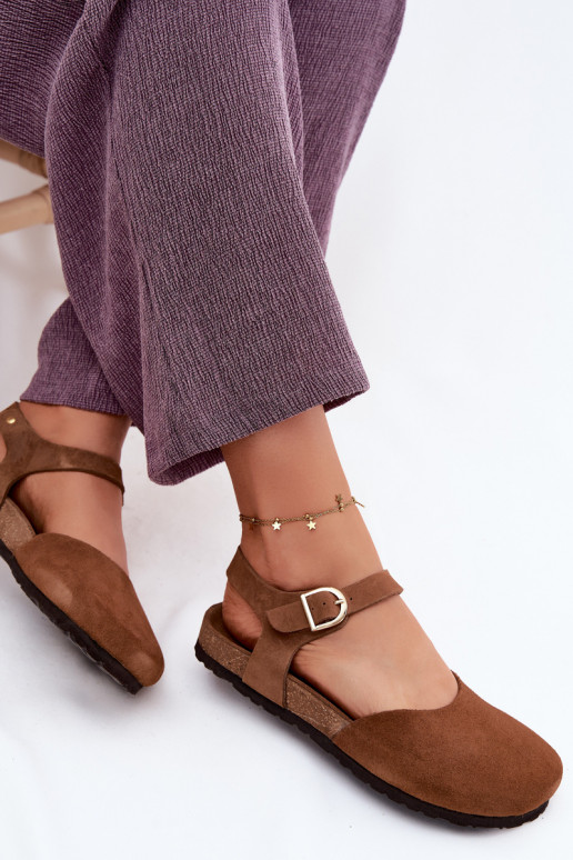 Sandales en cuir suédé avec orteils fermés Tai turiciejka H7365-02 marron