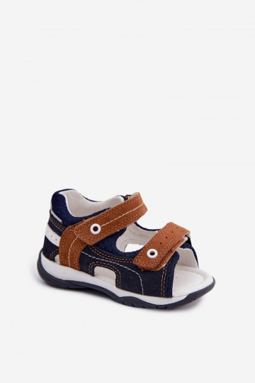 Sandales en daim Bartek 84408-66 pour garçons en bleu-brun
