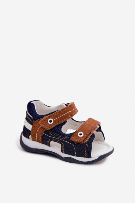Sandales en daim Bartek 84408-66 pour garçons en bleu-brun