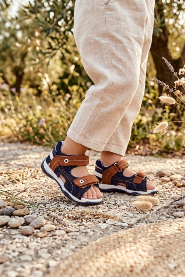 Sandales en daim Bartek 84408-66 pour garçons en bleu-brun 2