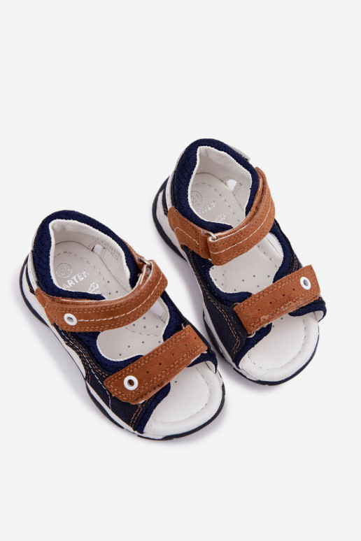 Sandales en daim Bartek 84408-66 pour garçons en bleu-brun