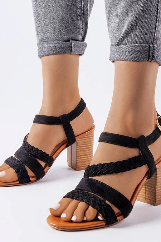 Sandales noires avec brides tressées Octave