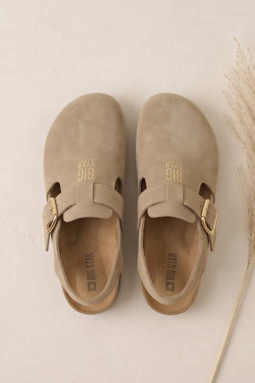 Sandales pour femmes en daim naturel Big Star TT274542 beige