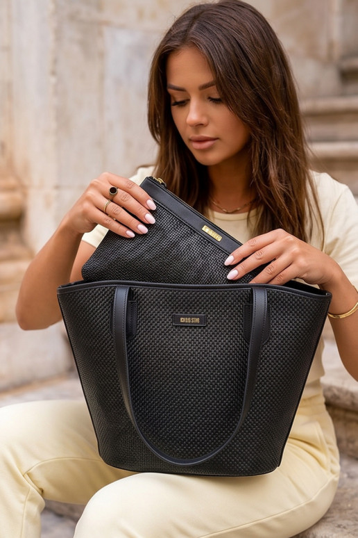 Sac à main/sac avec trousse de maquillage Big Star RR574071 noir