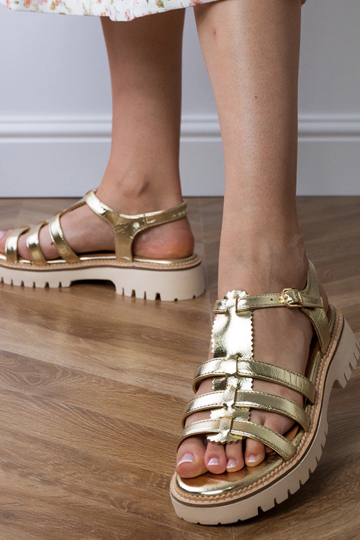Sandales gladiateurs dorées avec boucle Dunara