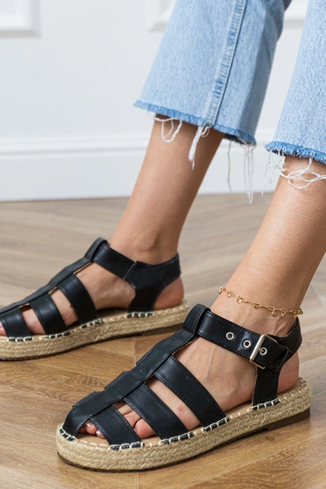 Sandales espadrilles fermées noires Kleona