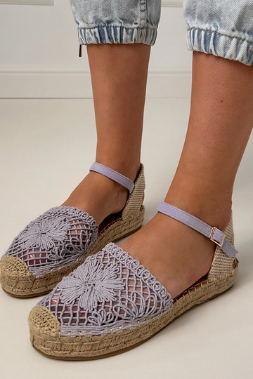 Sandales espadrilles violettes en dentelle Santos 2