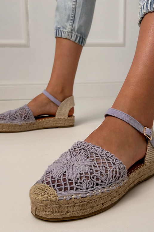 Sandales espadrilles violettes en dentelle Santos