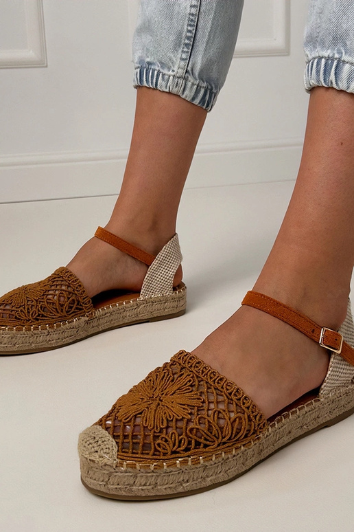 Sandales espadrilles perforées marron Santos
