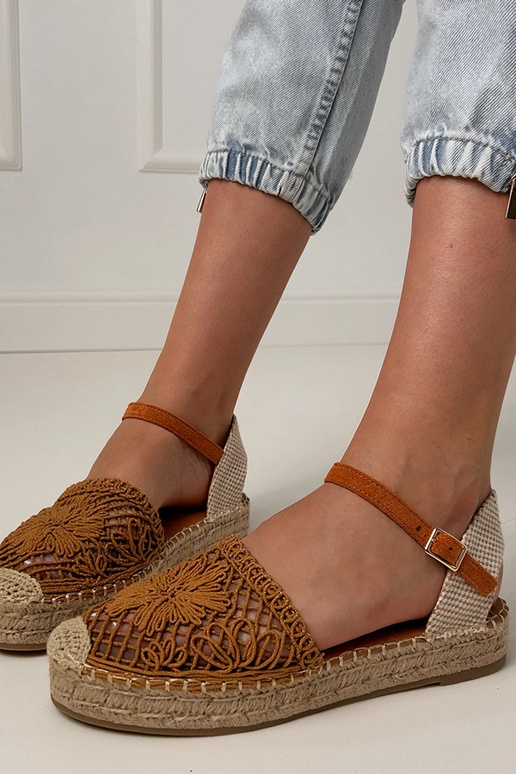 Sandales espadrilles perforées marron Santos