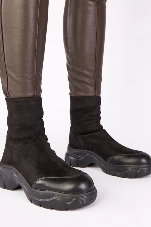 Bottines noires en daim synthétique avec semelle épaisse Alana