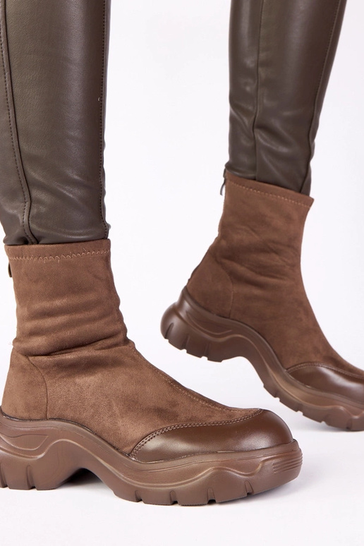Bottines brunes en daim synthétique avec semelle épaisse Alana