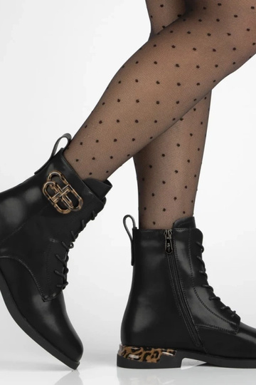 Bottines noires en cuir naturel, ornées d'un imprimé panthère Ricka 2