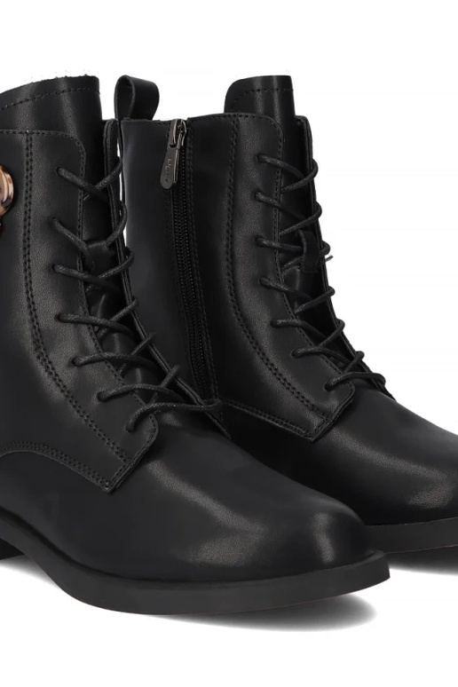 Bottines noires en cuir naturel, ornées d'un imprimé panthère Ricka