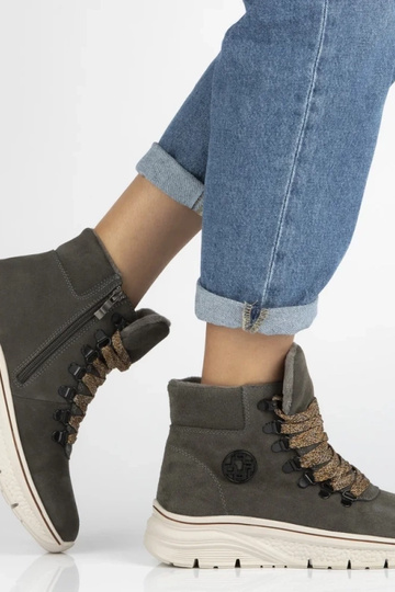Bottines grises en daim naturel avec lacets décoratifs Grega 2