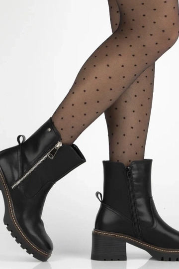 Bottines noires en cuir naturel à talon Brenda 2